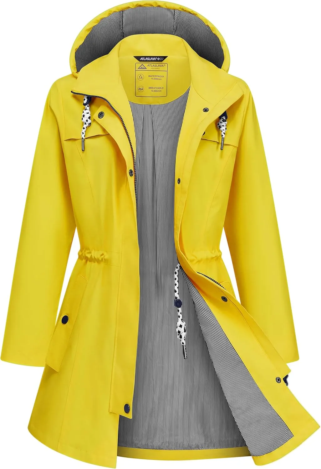 Rain Jacket Women Waterproof Long Lightweight Raincoat Hooded Windbreaker Outdoor Trench Coat