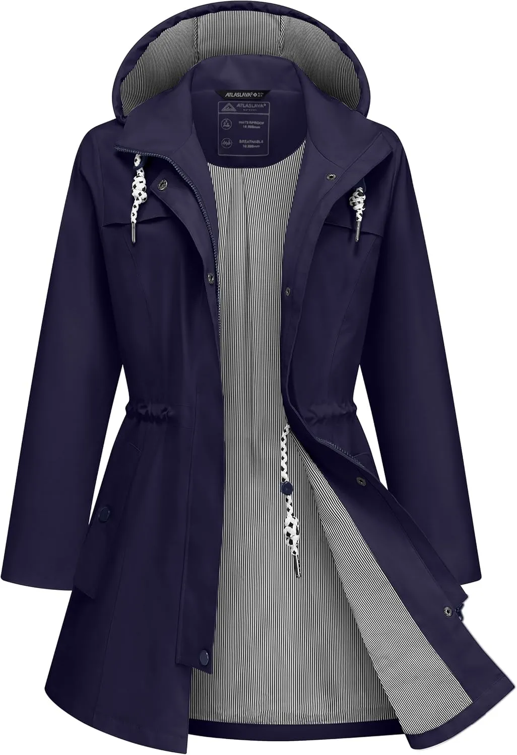 Rain Jacket Women Waterproof Long Lightweight Raincoat Hooded Windbreaker Outdoor Trench Coat