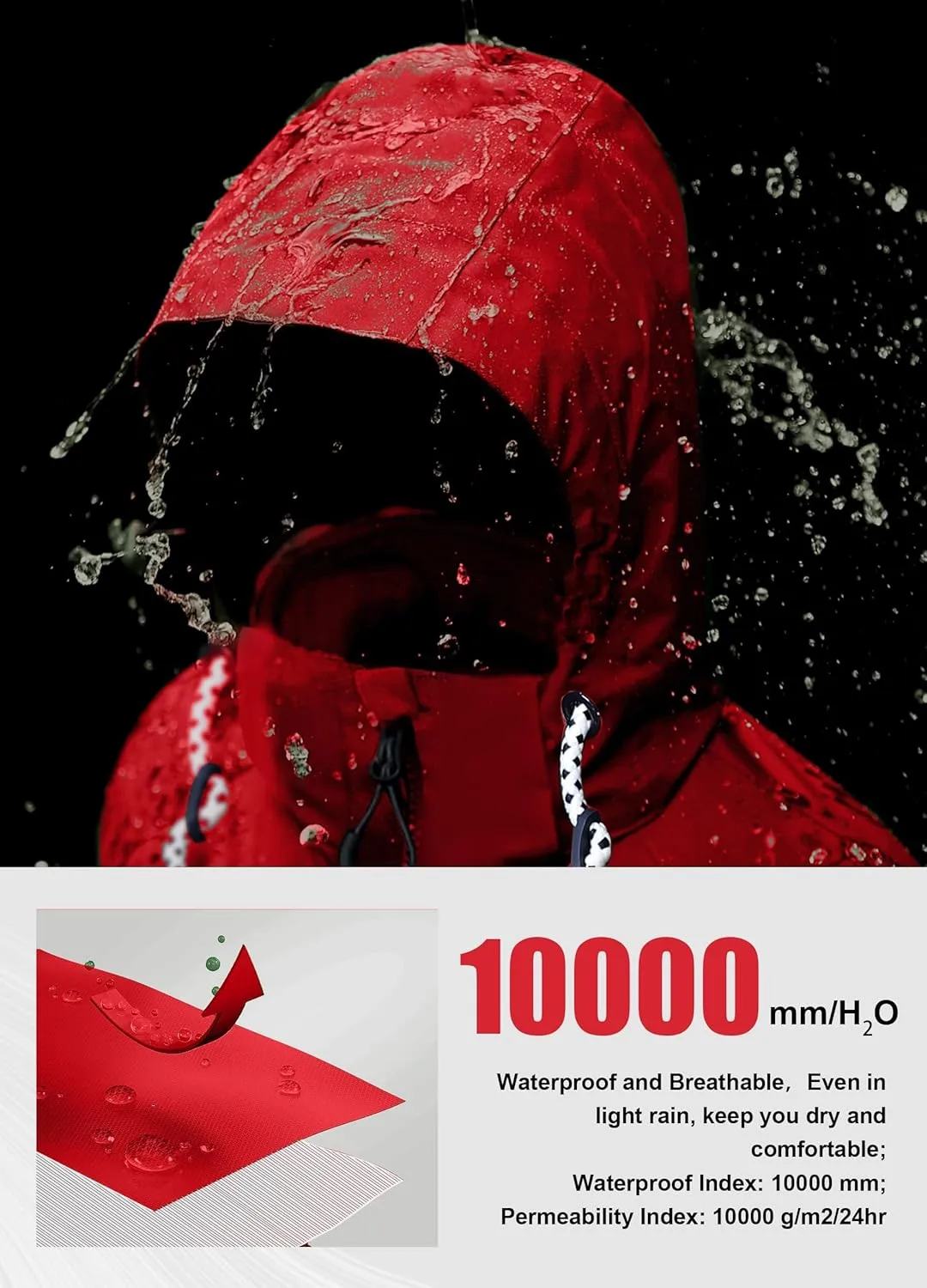 Rain Jacket Women Waterproof Long Lightweight Raincoat Hooded Windbreaker Outdoor Trench Coat