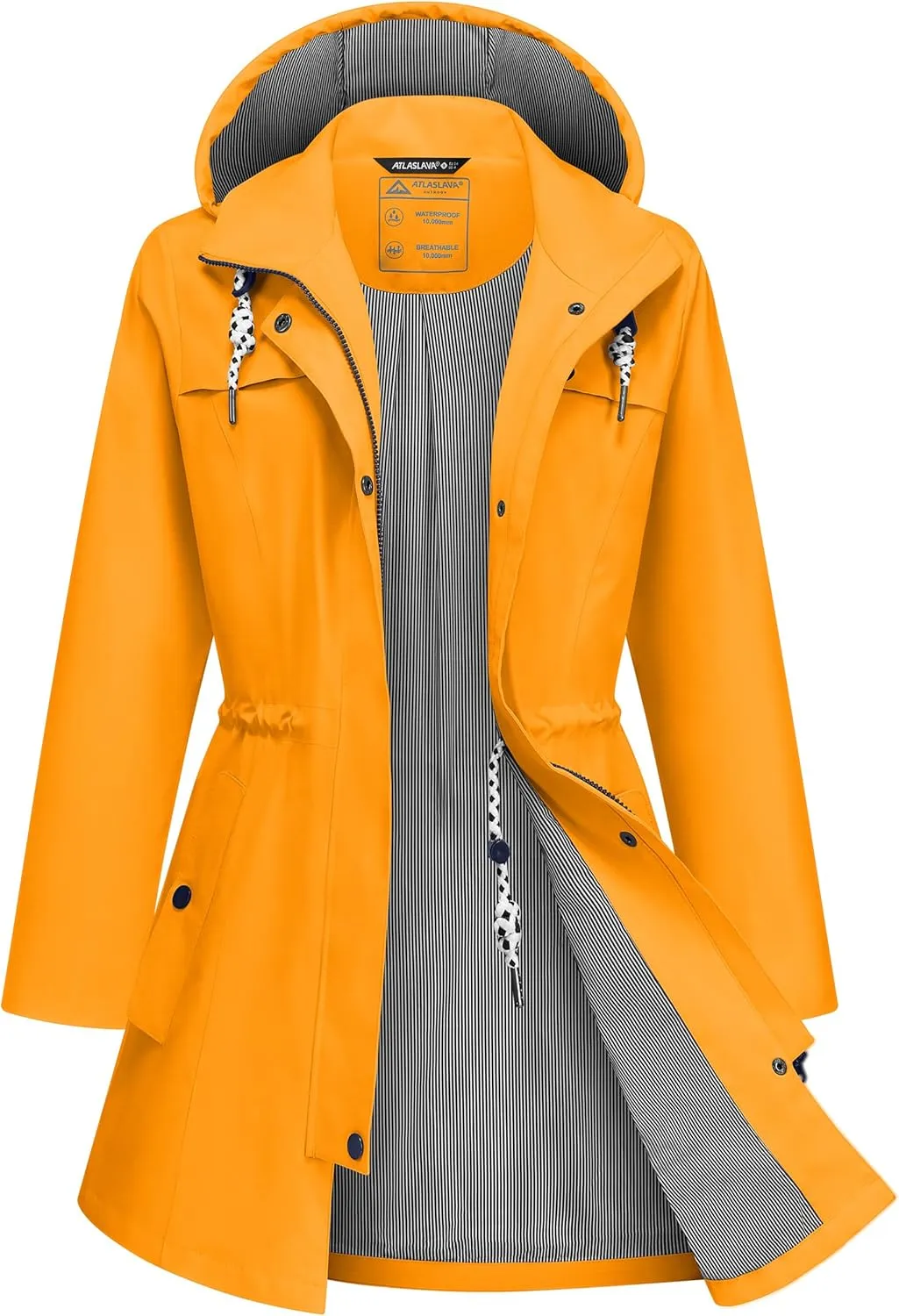 Rain Jacket Women Waterproof Long Lightweight Raincoat Hooded Windbreaker Outdoor Trench Coat