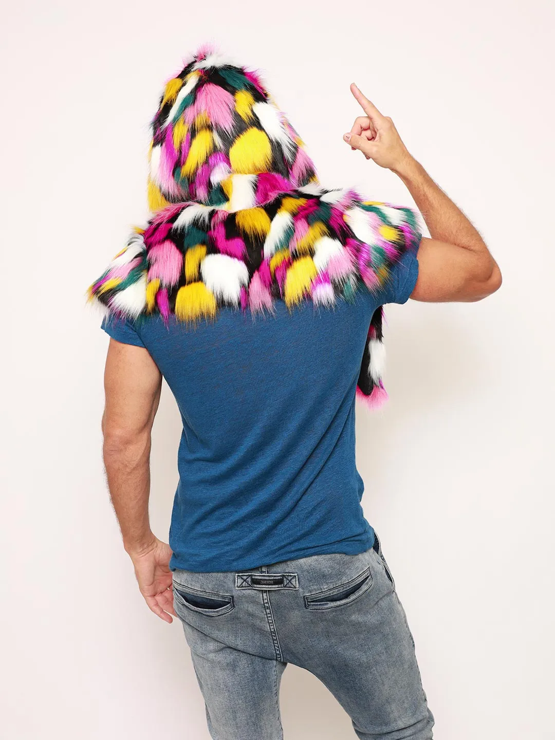 Rainbow Butterfly Hooded Faux Fur Shawl | Men's
