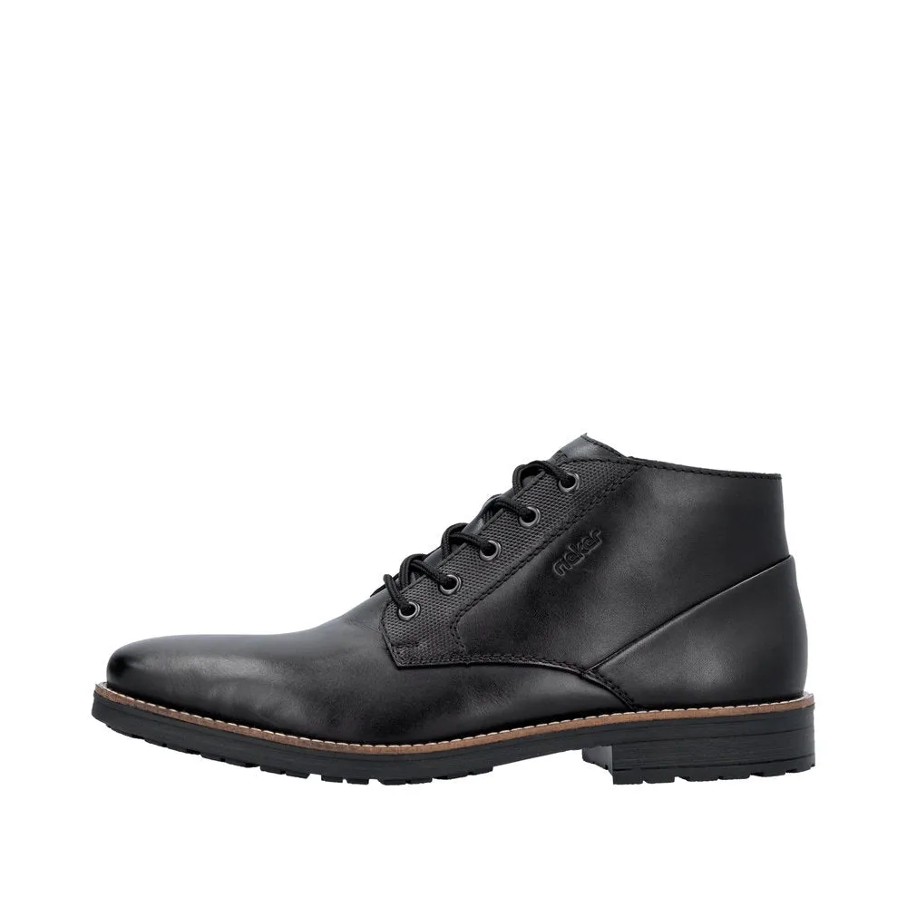 Rieker 33207-00 Mens Black Leather Lace Up Ankle Boots