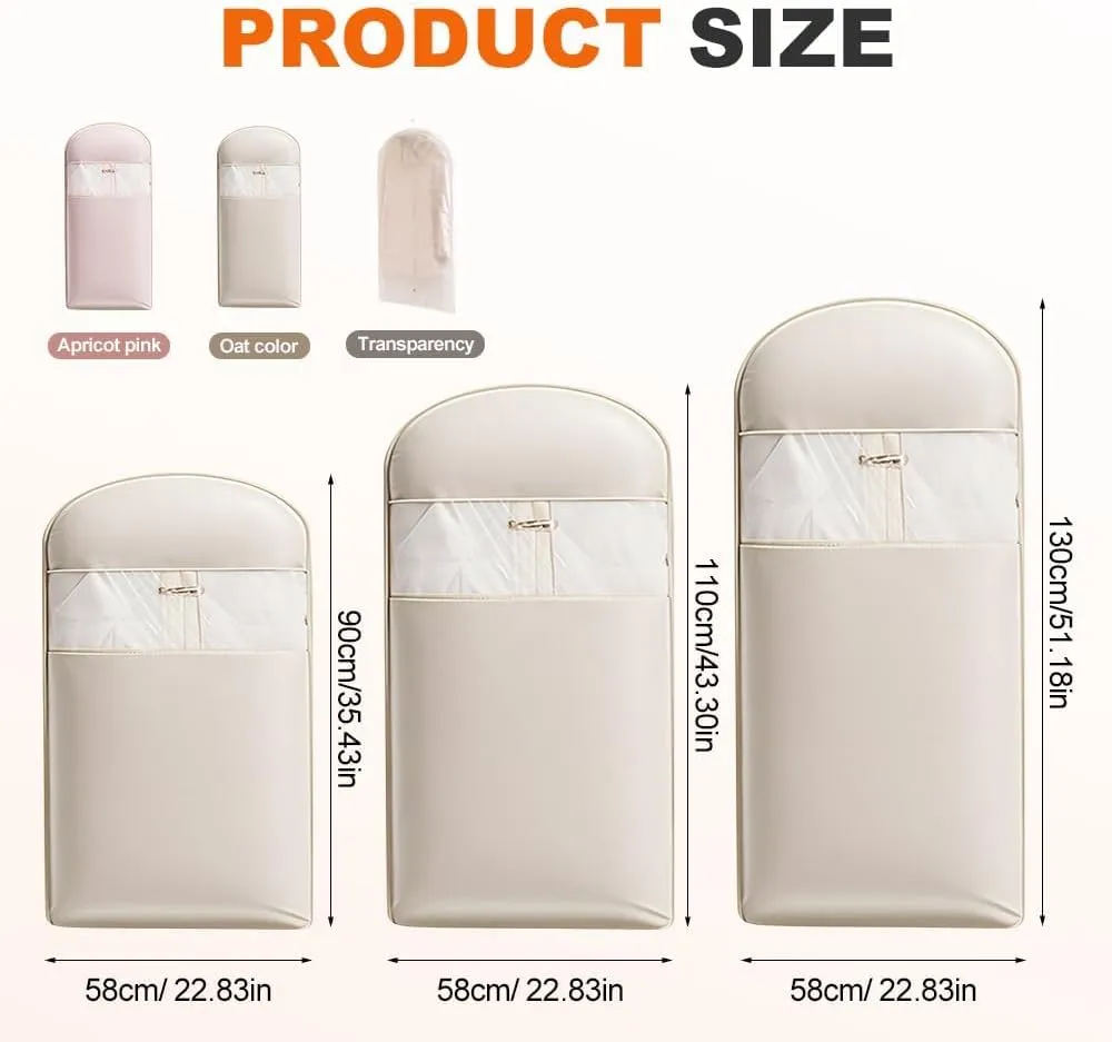 Self-Compression Hanging Garment Bag - Space Saving Clothes Storage for Coats & Jackets, Waterproof Dustproof Cover with Clear Window, No Vacuum Needed (M/L/XL) (White,Small)