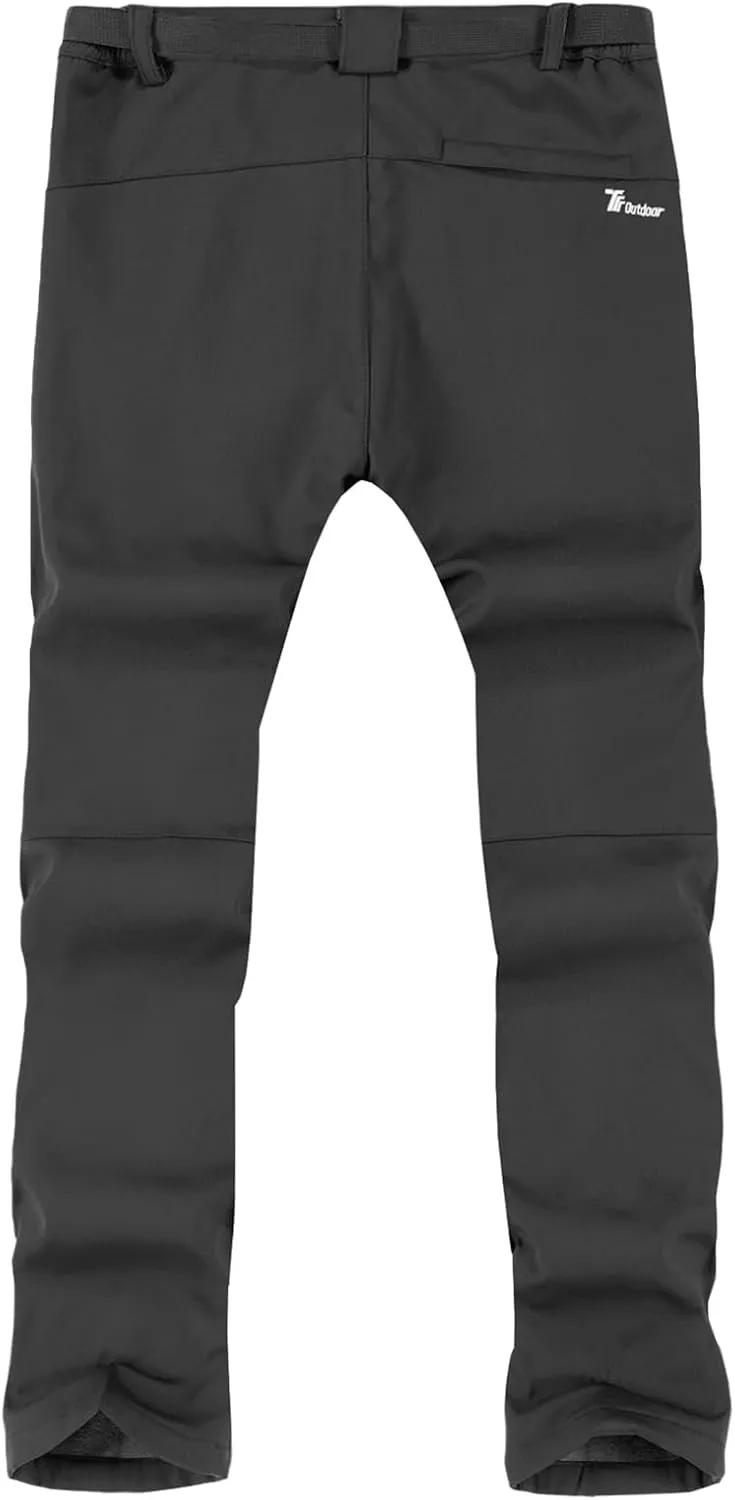 TBMPOY Men's Snow Ski Hiking Pants Waterproof Winter Fleece Lined Pants Camping Skiing Ice Fishing Pants with Belt