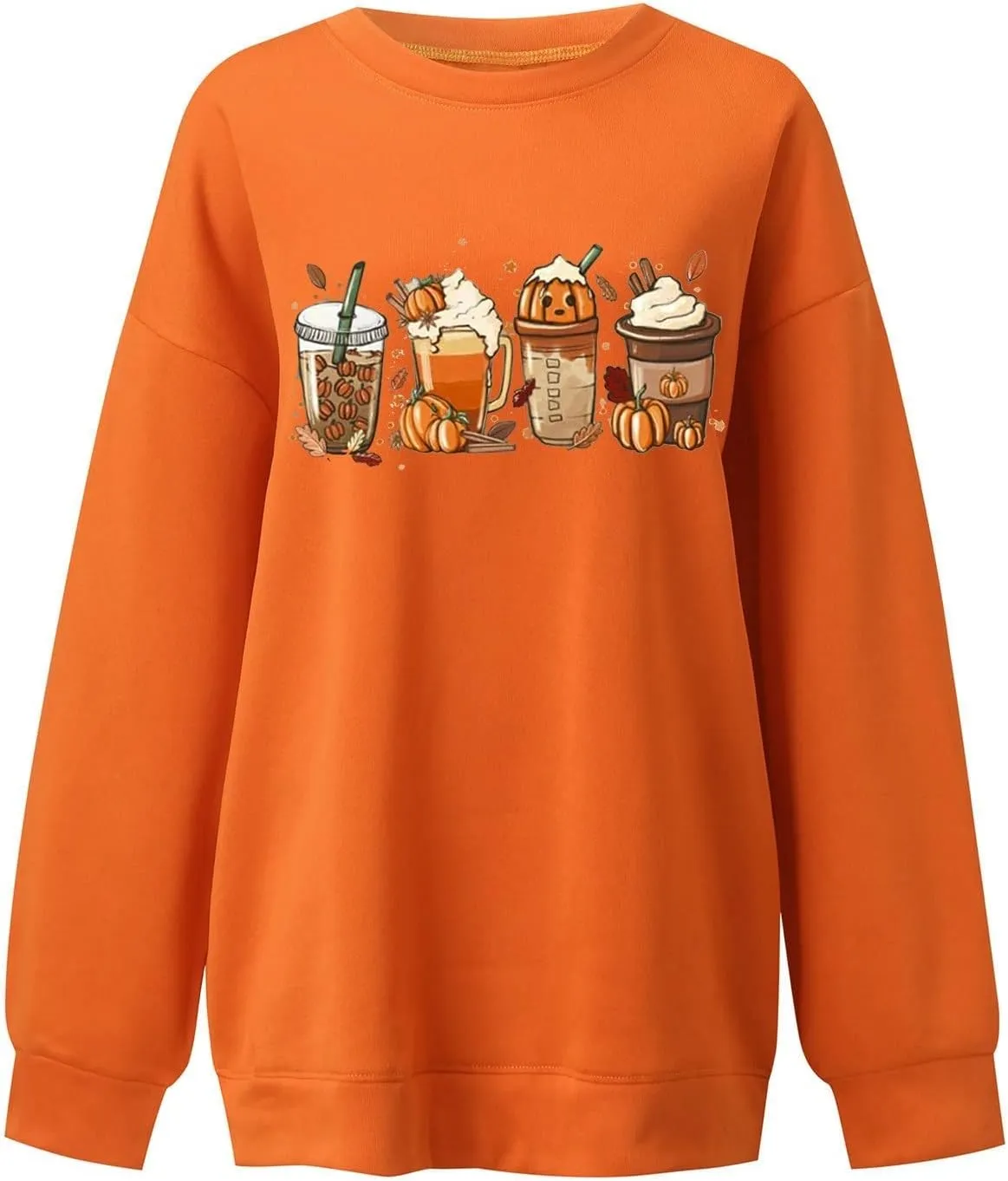 Thanksgiving Sweatshirt Women Pumpkin Coffee Graphic Sweatshirts Cute Halloween Shirts Fall Crewneck Sweatshirt