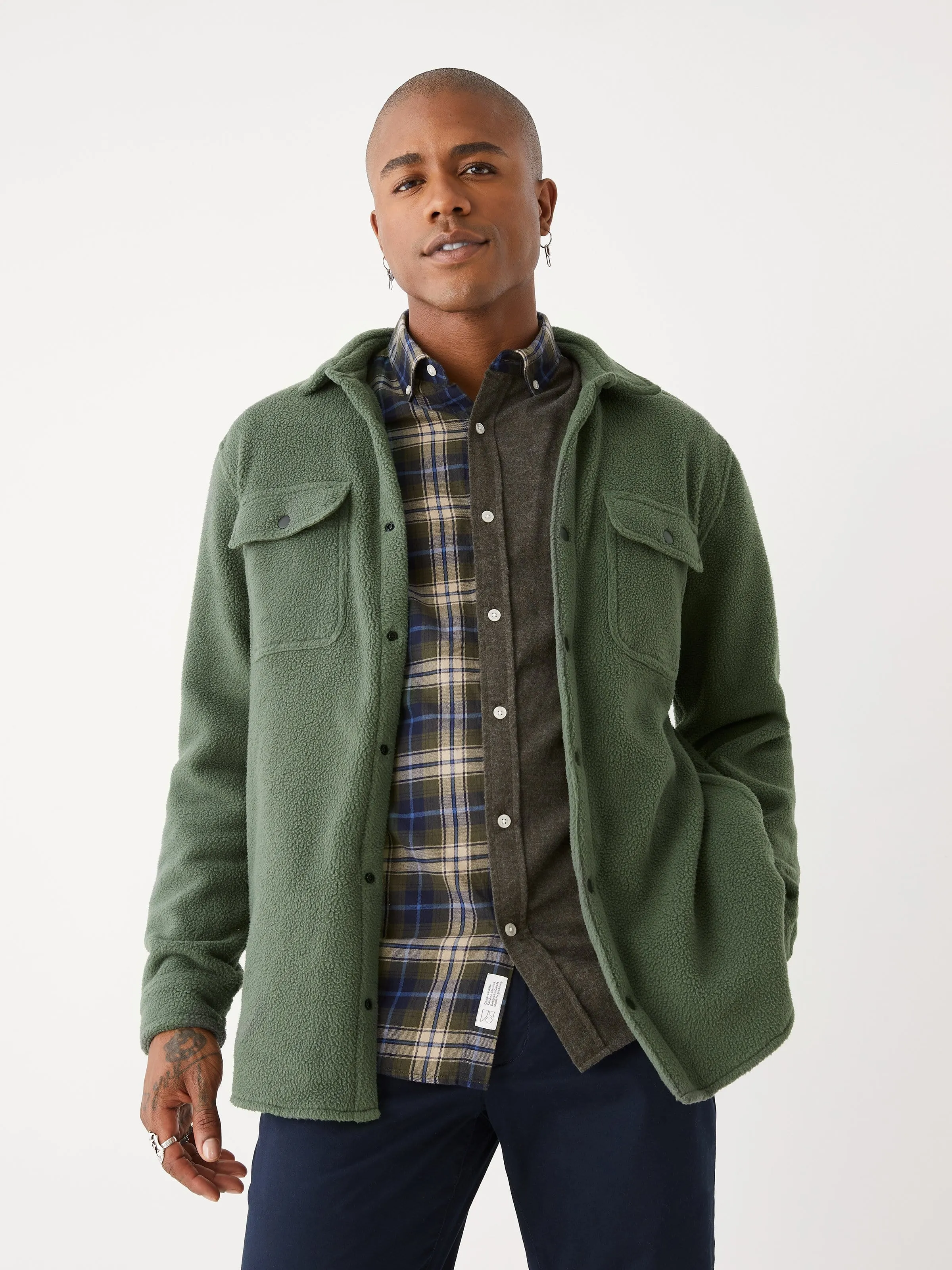 The Fleece Overshirt in Green Ivy