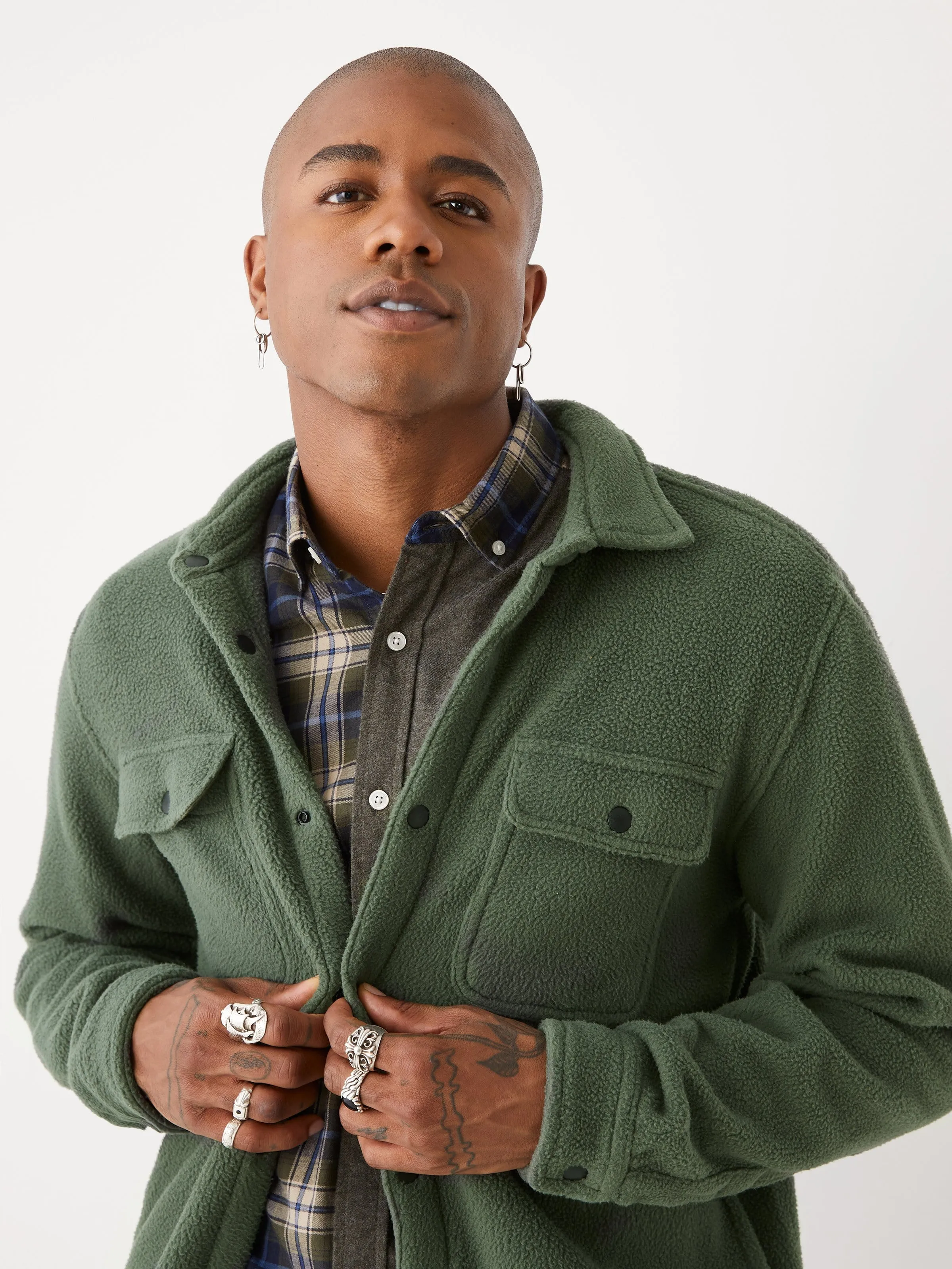The Fleece Overshirt in Green Ivy