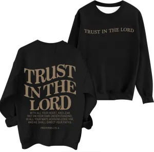 Tuislay Trust In The Lord Sweatshirt Bible Verse Christian Graphic Sweatshirts for Women Crew Neck Oversized Pullover Tops