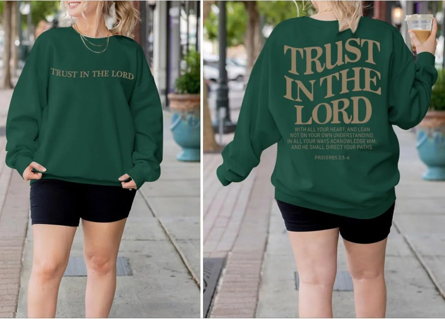Tuislay Trust In The Lord Sweatshirt Bible Verse Christian Graphic Sweatshirts for Women Crew Neck Oversized Pullover Tops