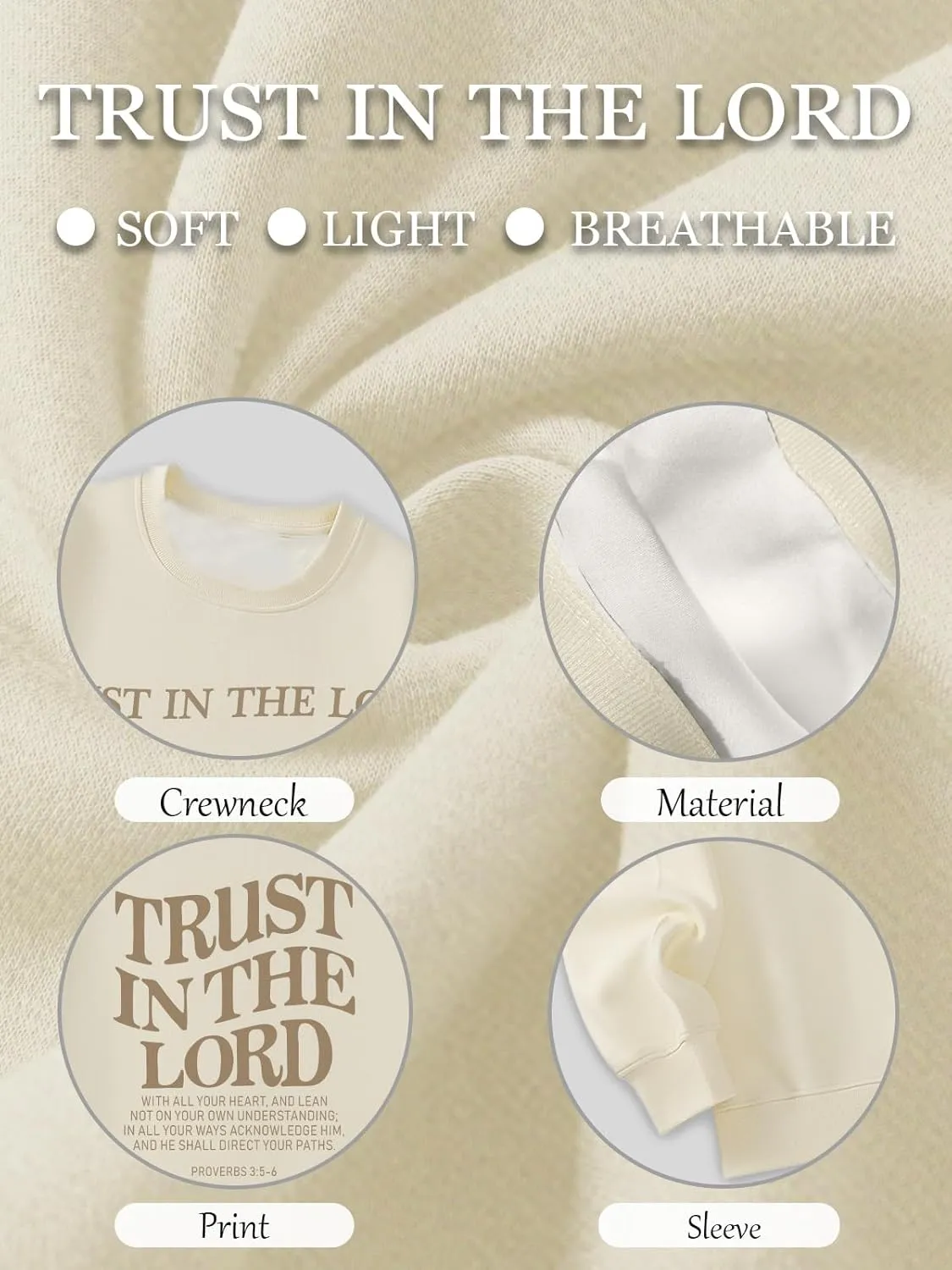 Tuislay Trust In The Lord Sweatshirt Bible Verse Christian Graphic Sweatshirts for Women Crew Neck Oversized Pullover Tops