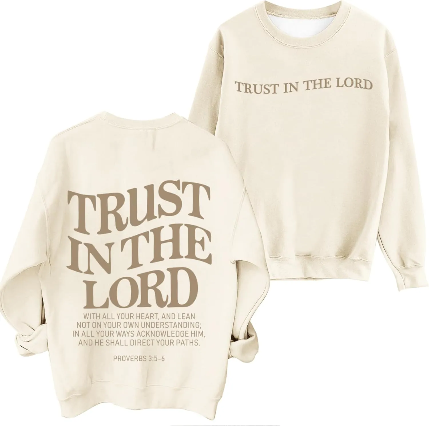 Tuislay Trust In The Lord Sweatshirt Bible Verse Christian Graphic Sweatshirts for Women Crew Neck Oversized Pullover Tops