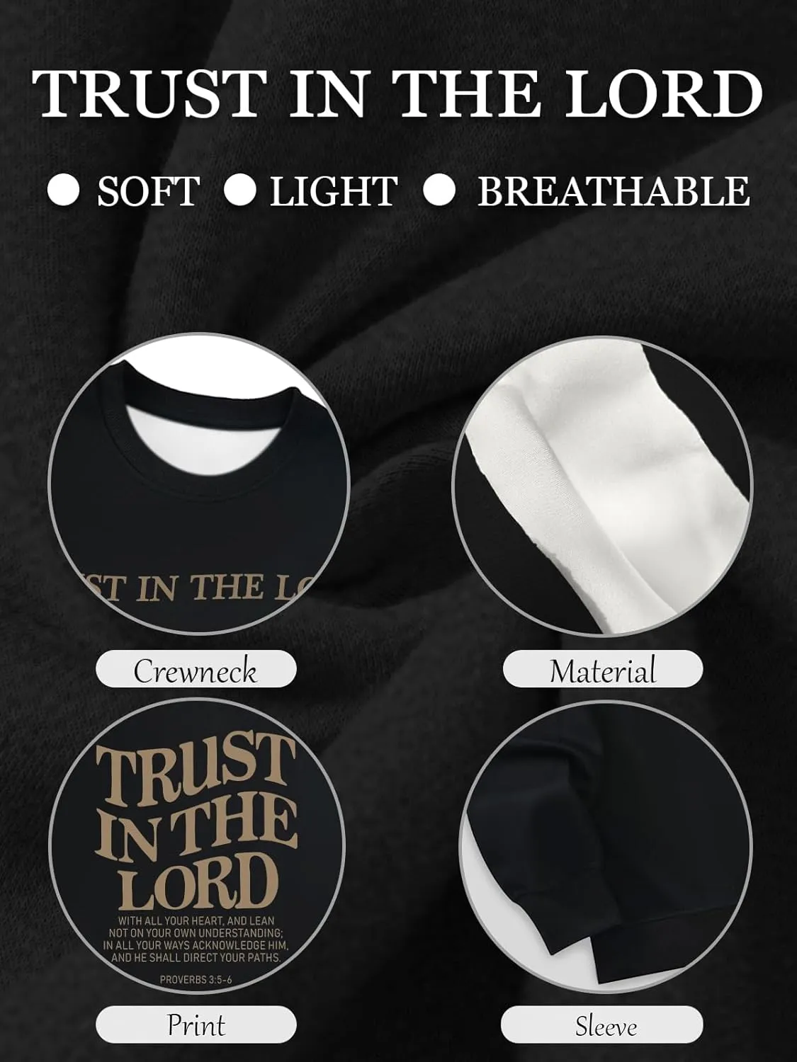 Tuislay Trust In The Lord Sweatshirt Bible Verse Christian Graphic Sweatshirts for Women Crew Neck Oversized Pullover Tops
