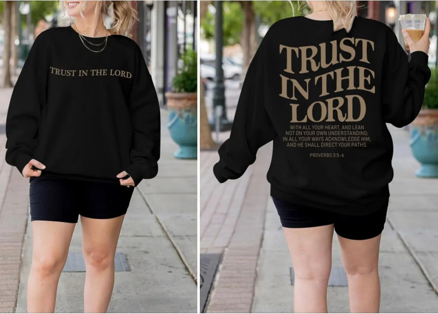 Tuislay Trust In The Lord Sweatshirt Bible Verse Christian Graphic Sweatshirts for Women Crew Neck Oversized Pullover Tops