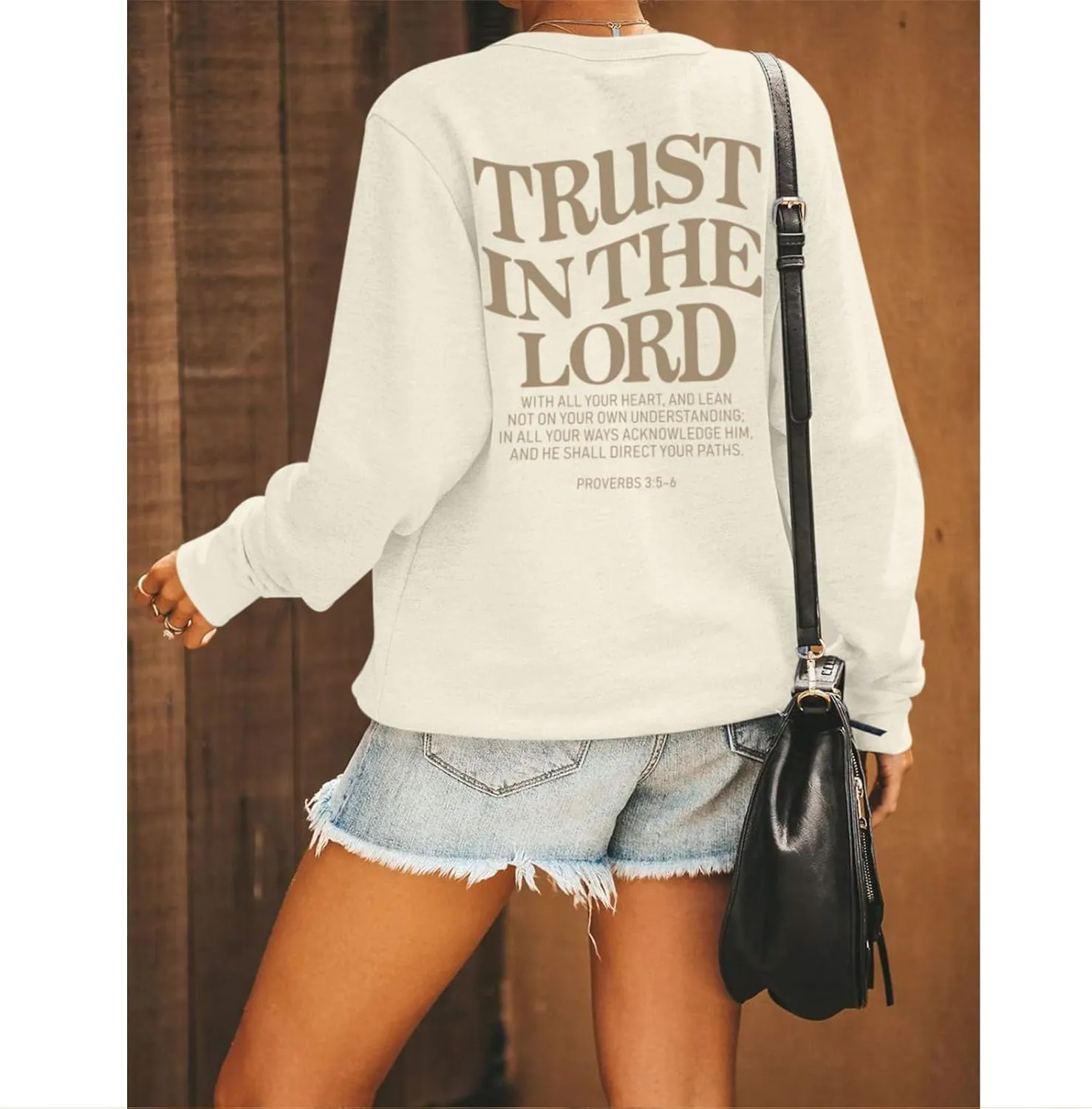 Tuislay Trust In The Lord Sweatshirt Bible Verse Christian Graphic Sweatshirts for Women Crew Neck Oversized Pullover Tops