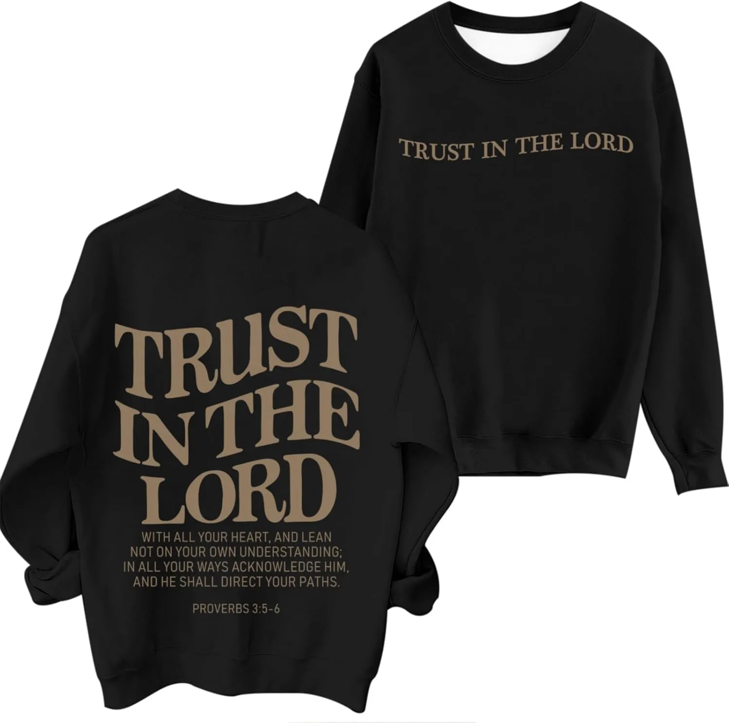 Tuislay Trust In The Lord Sweatshirt Bible Verse Christian Graphic Sweatshirts for Women Crew Neck Oversized Pullover Tops