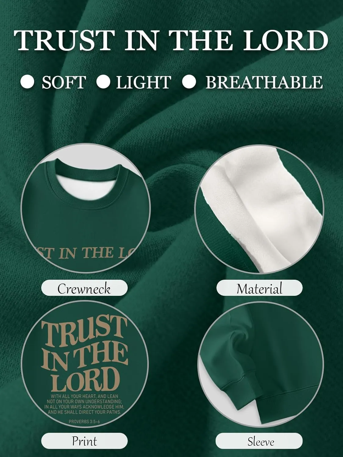 Tuislay Trust In The Lord Sweatshirt Bible Verse Christian Graphic Sweatshirts for Women Crew Neck Oversized Pullover Tops