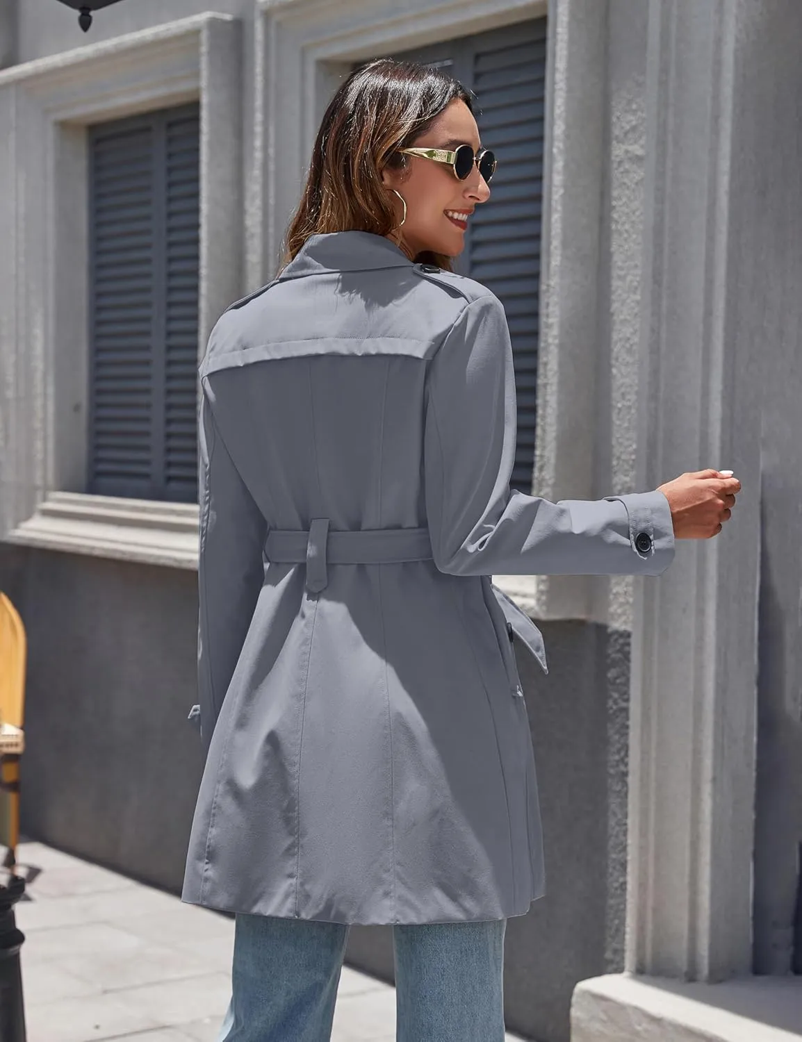 wantdo Women's Waterproof Trench Coat Classic Lapel Outerwear Coat with Belt