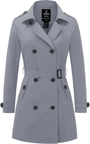 wantdo Women's Waterproof Trench Coat Classic Lapel Outerwear Coat with Belt