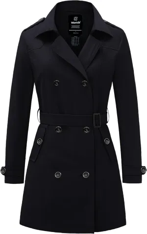 wantdo Women's Waterproof Trench Coat Classic Lapel Outerwear Coat with Belt