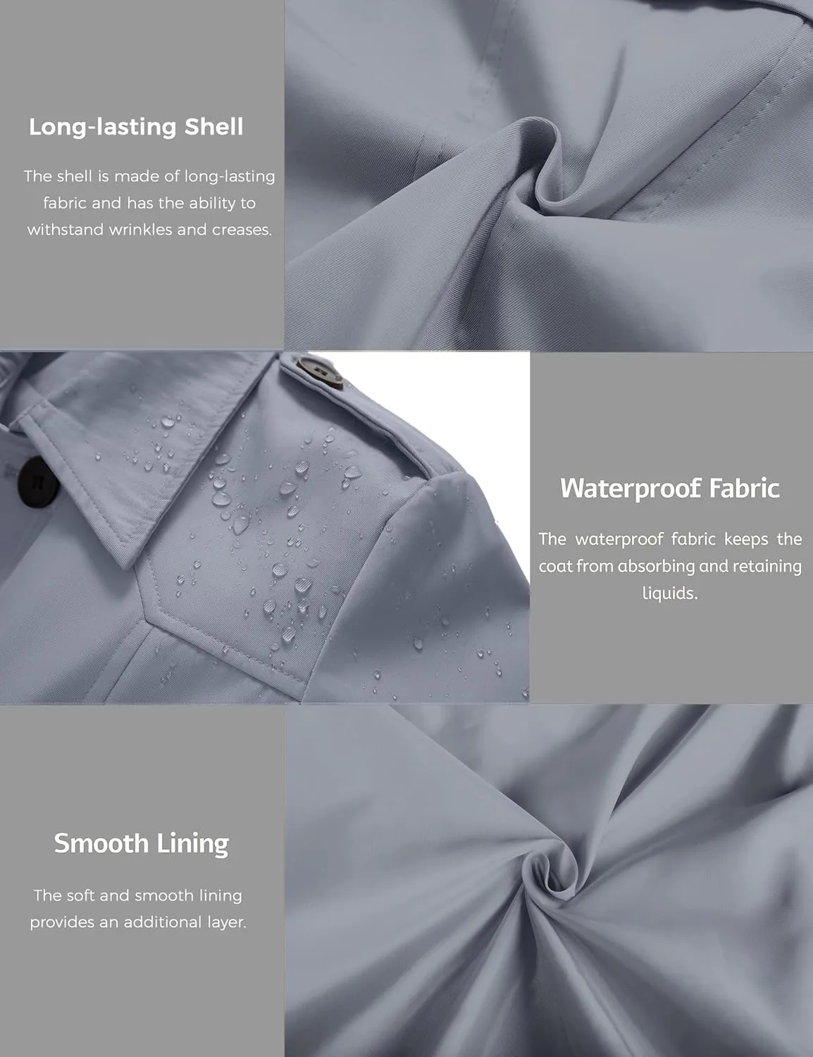 wantdo Women's Waterproof Trench Coat Classic Lapel Outerwear Coat with Belt