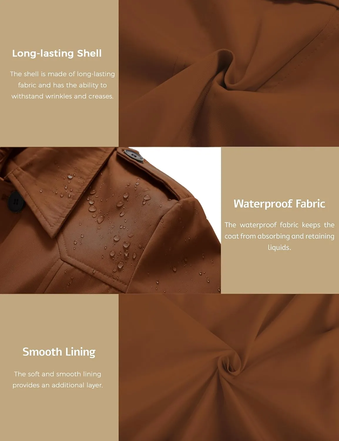 wantdo Women's Waterproof Trench Coat Classic Lapel Outerwear Coat with Belt