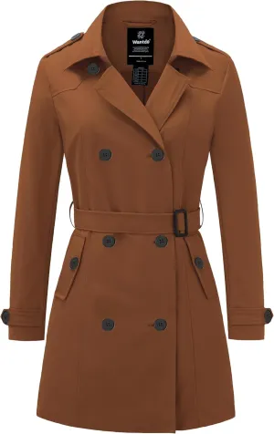 wantdo Women's Waterproof Trench Coat Classic Lapel Outerwear Coat with Belt