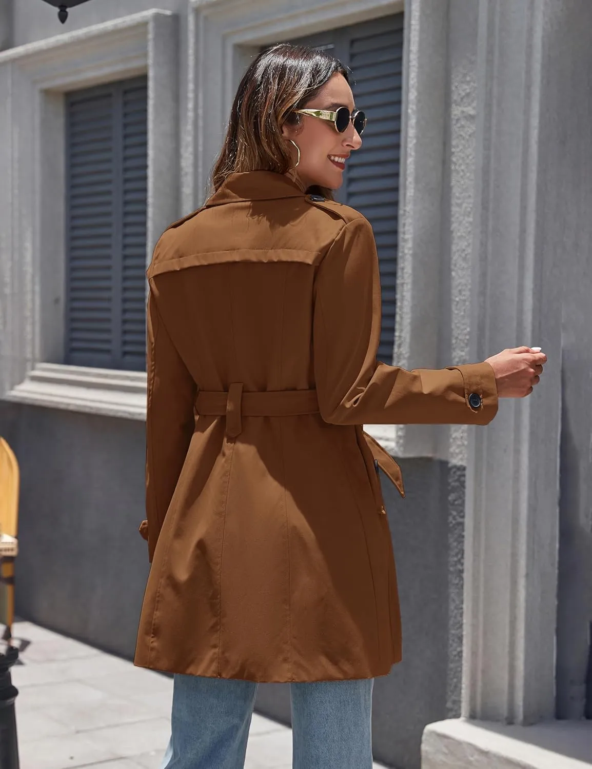 wantdo Women's Waterproof Trench Coat Classic Lapel Outerwear Coat with Belt