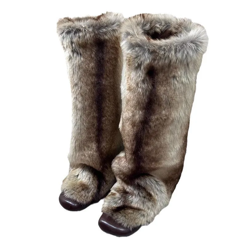 Wenkouban Christmas outfits winter outfits  Black Friday Women's Plush High-Top Boots 2024 Winter Fashion Knee-High Low Heel Warm Cotton-Padded Shoes Snow Boots