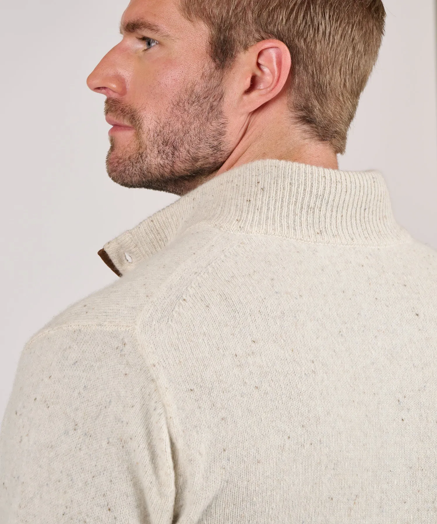 Westport Black Donegal Button Mock Pullover Sweater
