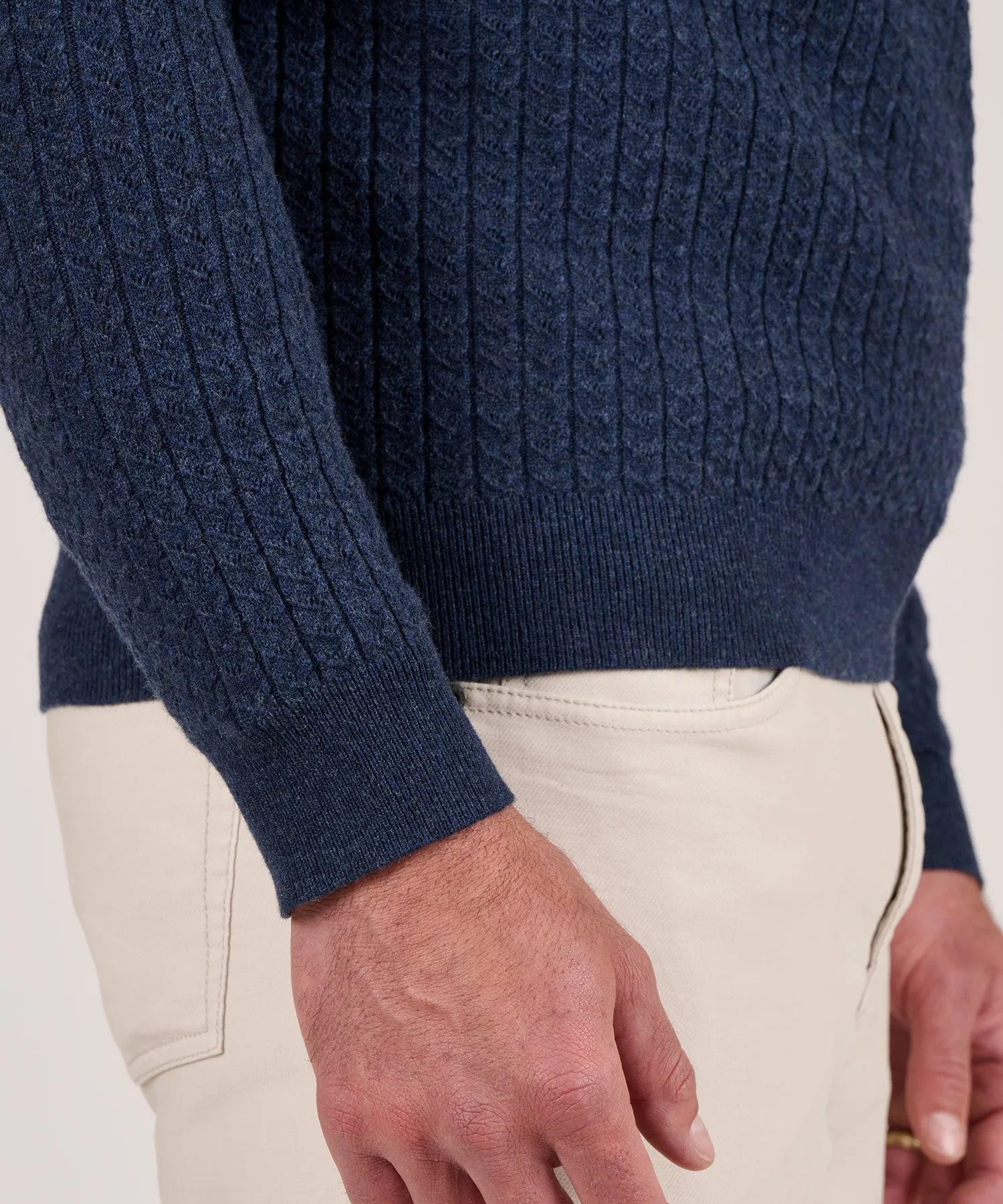 Westport Black V-Neck Cable Pullover Sweater