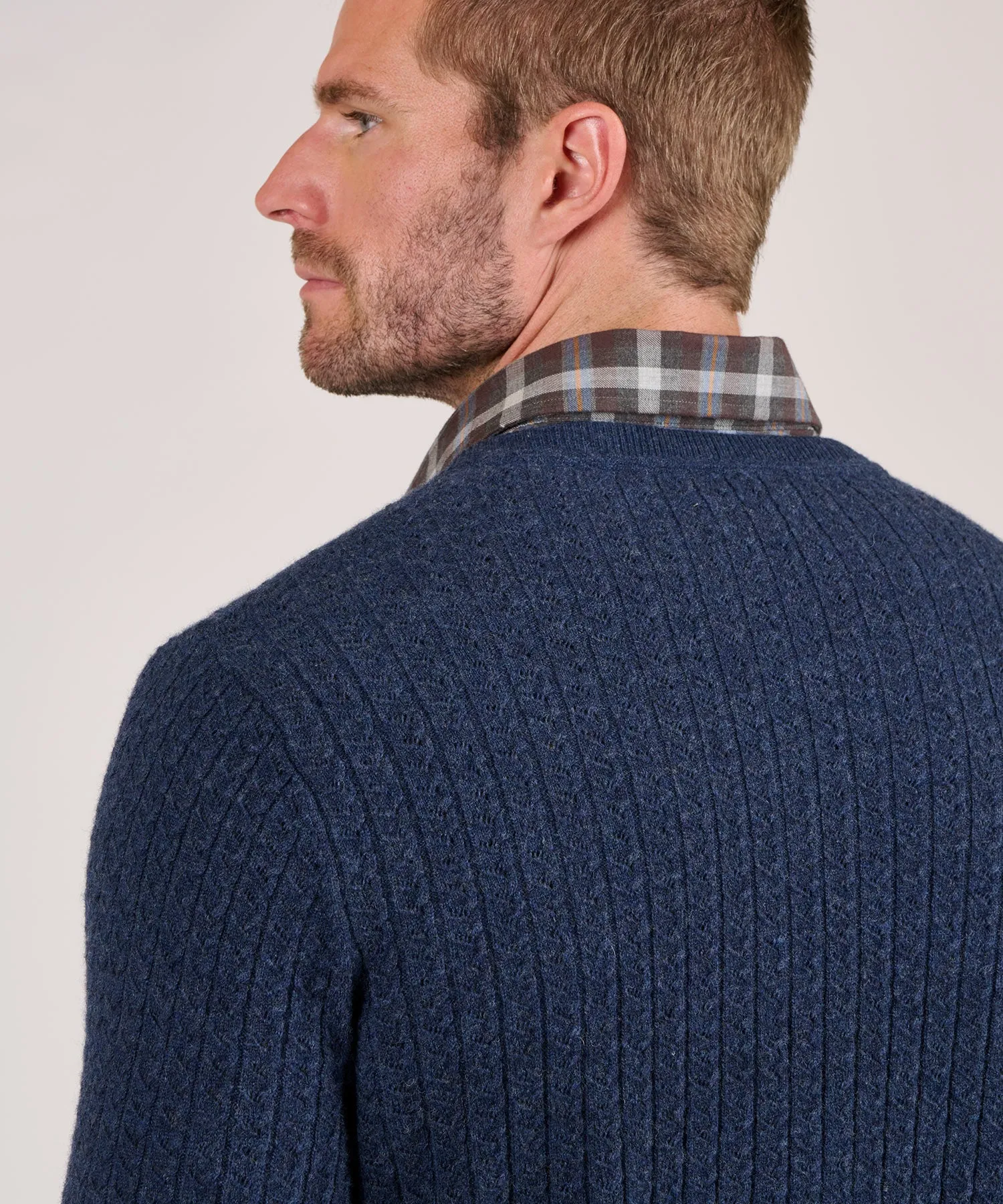 Westport Black V-Neck Cable Pullover Sweater
