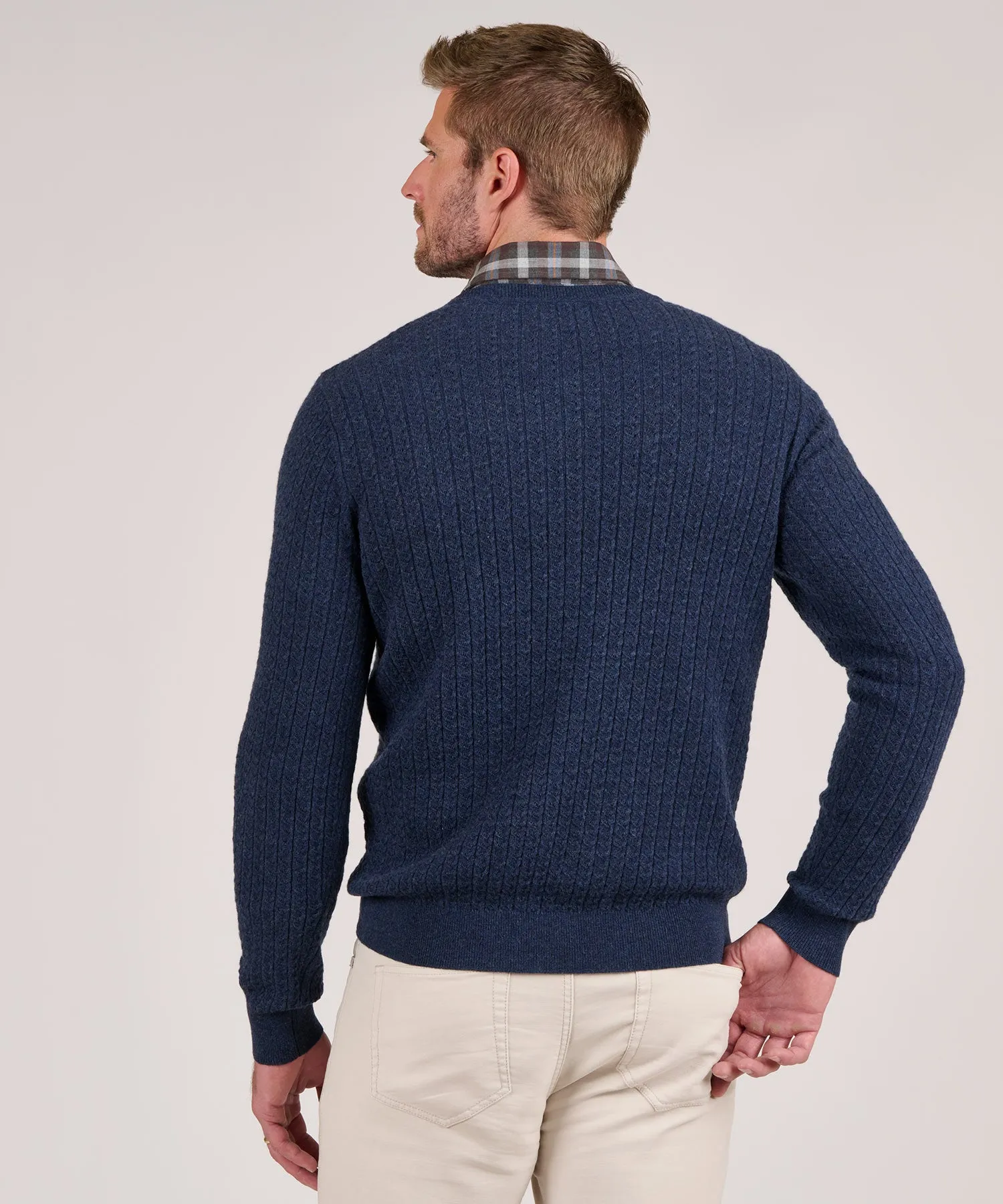 Westport Black V-Neck Cable Pullover Sweater