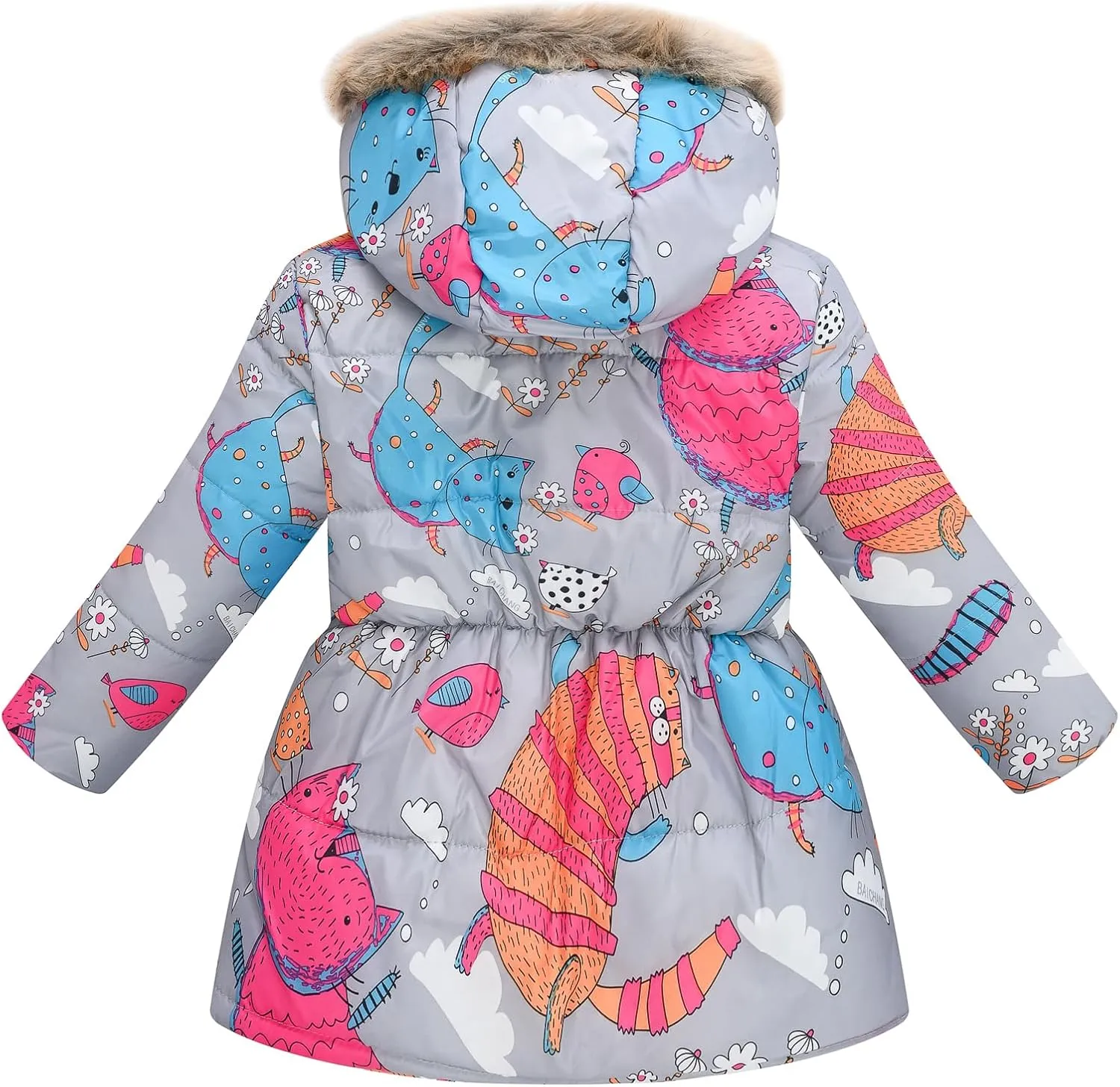 Winter Coats For Girls Hooded Waterproof Floral Printed Kids Toddler Warm Snow Jacket