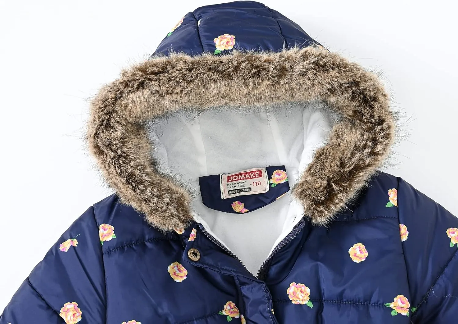 Winter Coats For Girls Hooded Waterproof Floral Printed Kids Toddler Warm Snow Jacket