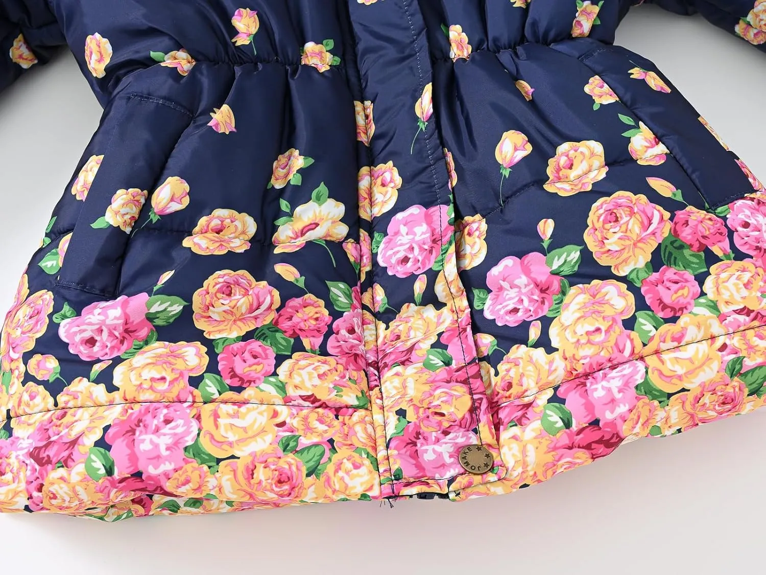 Winter Coats For Girls Hooded Waterproof Floral Printed Kids Toddler Warm Snow Jacket