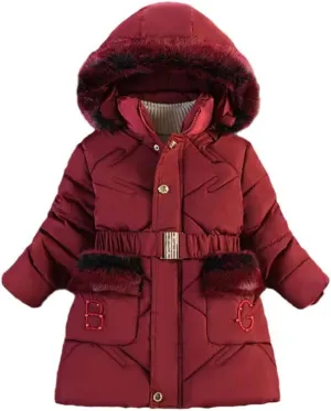 Winter Coats For Girls Hooded Waterproof Floral Printed Kids Toddler Warm Snow Jacket