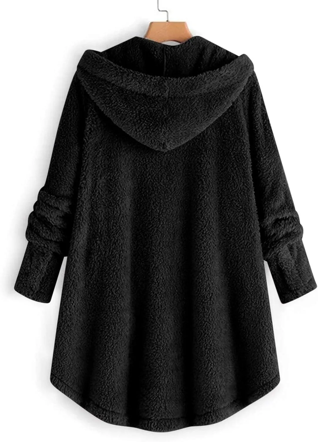 Winter Coats for Women 2024 Loose Plush Solid Color Single Breasted Pocket Hood Zipper Up Jacket