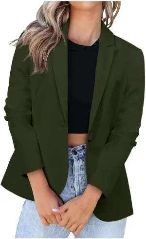 Women's 2024 Fall Business Casual Blazers Open Front Trendy Work Office Blazer Jacket Long Sleeve Solid Color Outwear