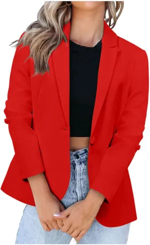 Women's 2024 Fall Business Casual Blazers Open Front Trendy Work Office Blazer Jacket Long Sleeve Solid Color Outwear
