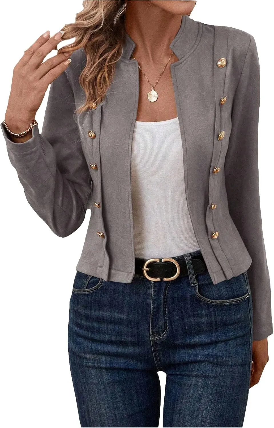 Womens Cropped Suede Blazer Jacket 2024 New Spring Fashion Casual Lightweight Petite Fitted Office Outwear Suit