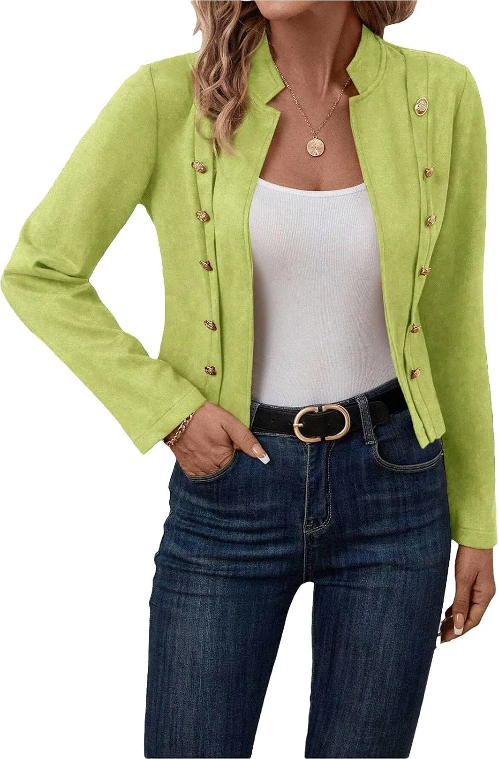 Womens Cropped Suede Blazer Jacket 2024 New Spring Fashion Casual Lightweight Petite Fitted Office Outwear Suit