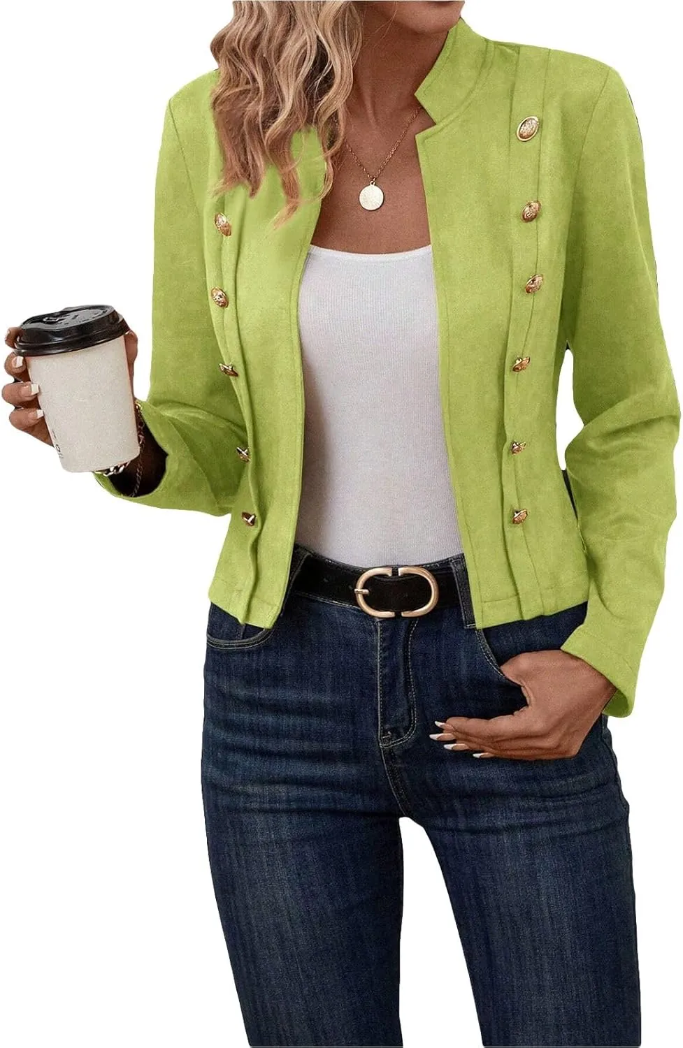 Womens Cropped Suede Blazer Jacket 2024 New Spring Fashion Casual Lightweight Petite Fitted Office Outwear Suit