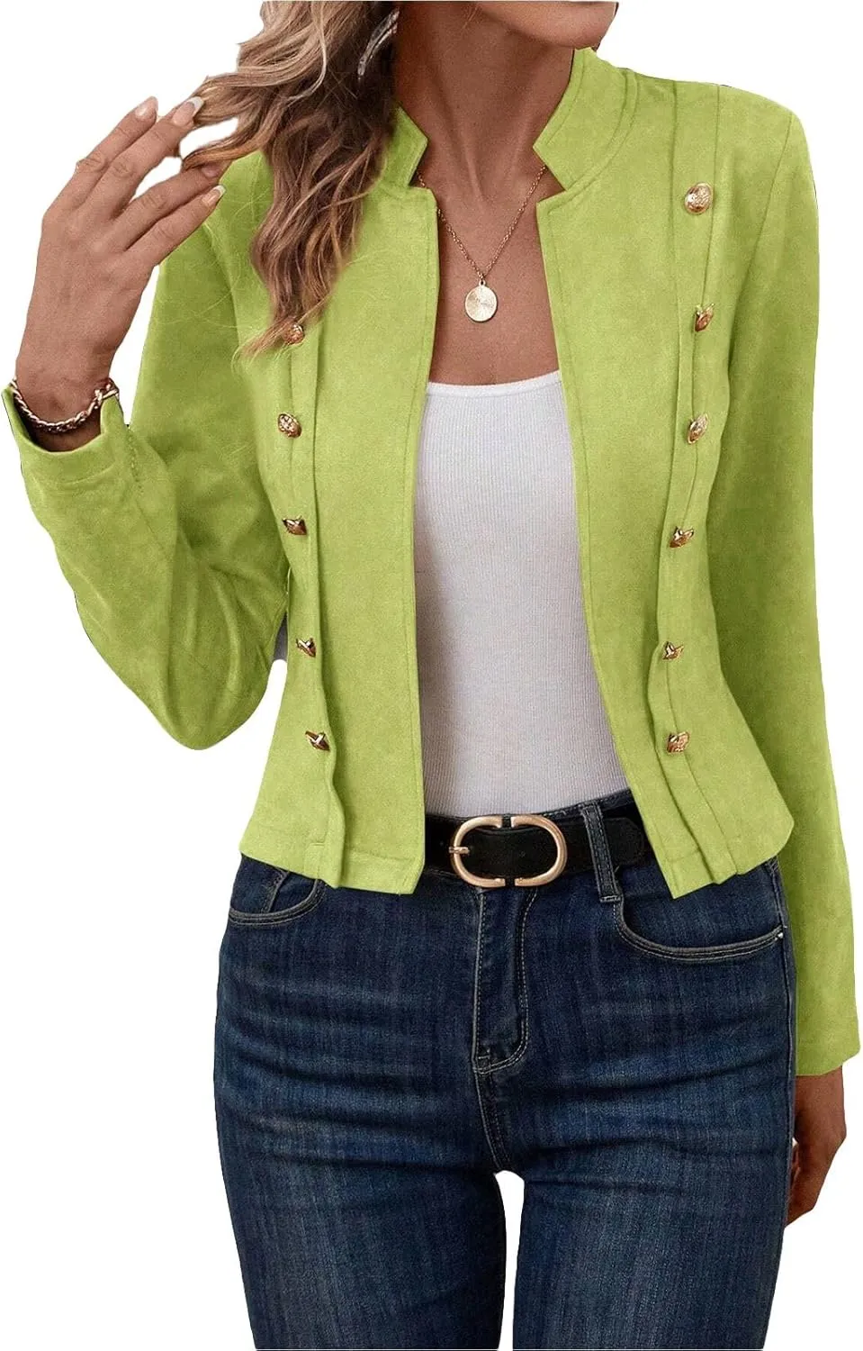 Womens Cropped Suede Blazer Jacket 2024 New Spring Fashion Casual Lightweight Petite Fitted Office Outwear Suit