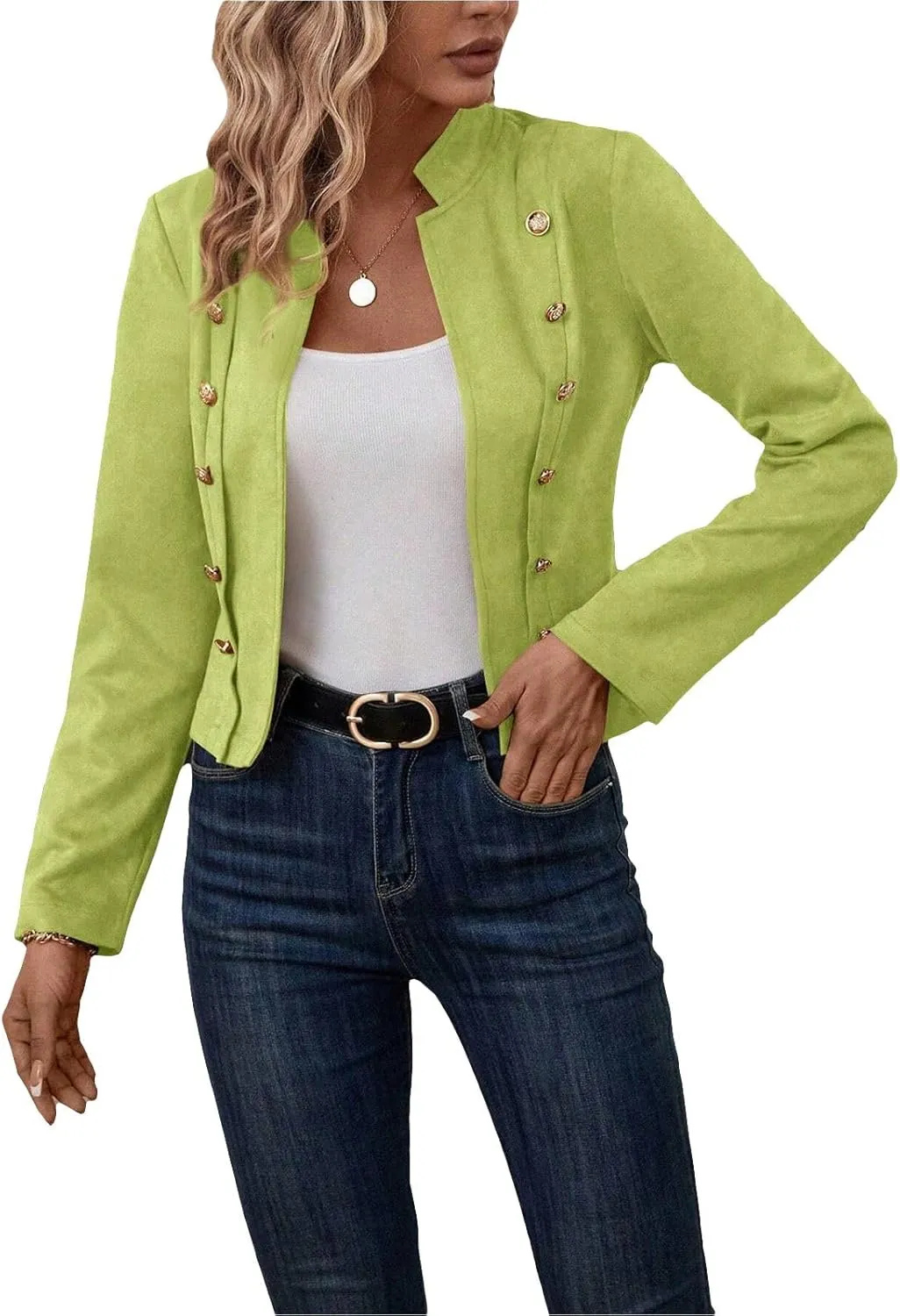 Womens Cropped Suede Blazer Jacket 2024 New Spring Fashion Casual Lightweight Petite Fitted Office Outwear Suit