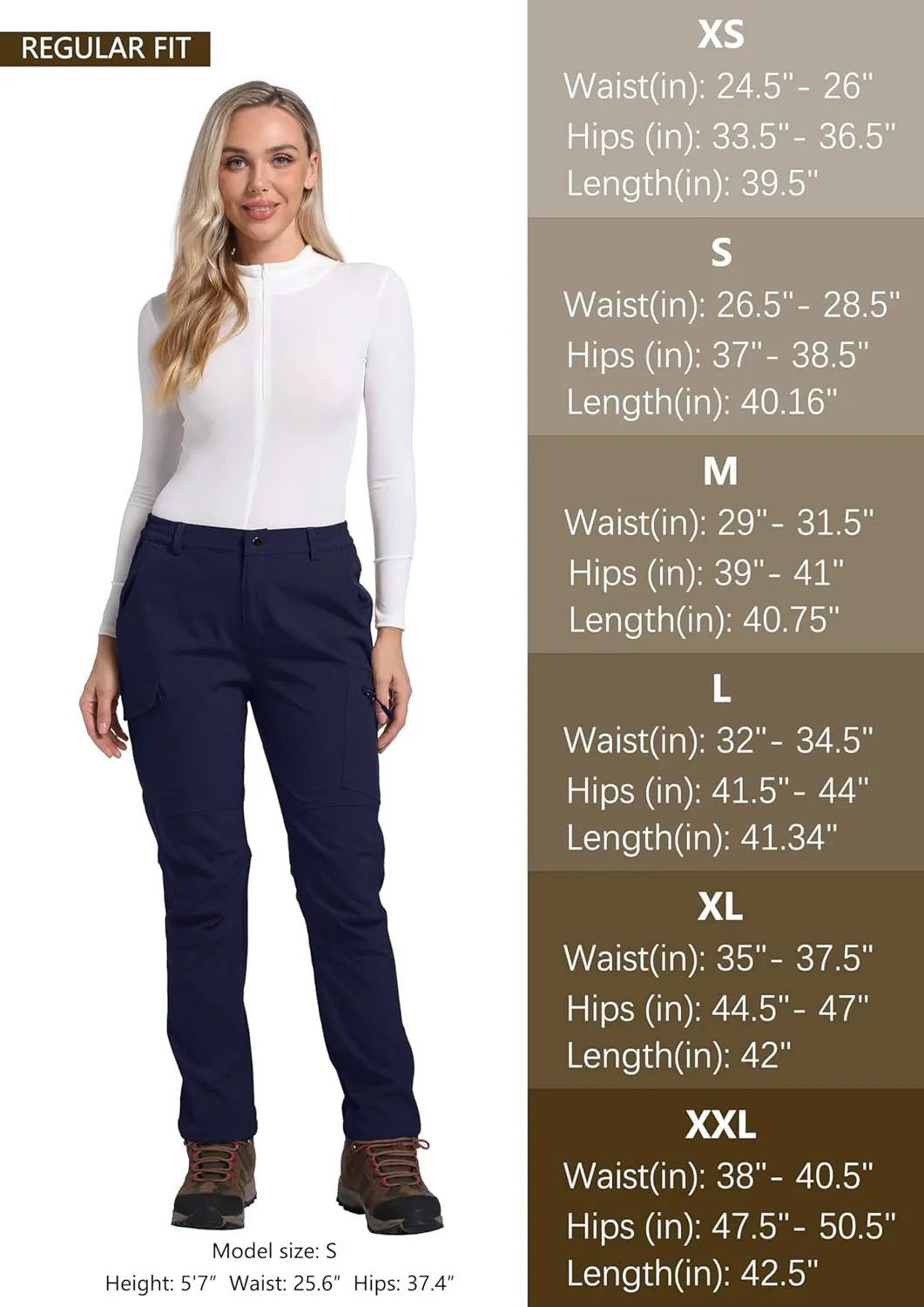 Women's Fleece Lined Waterproof Hiking Pants Insulated Softshell Warm Outdoor Winter Snow Ski Pants