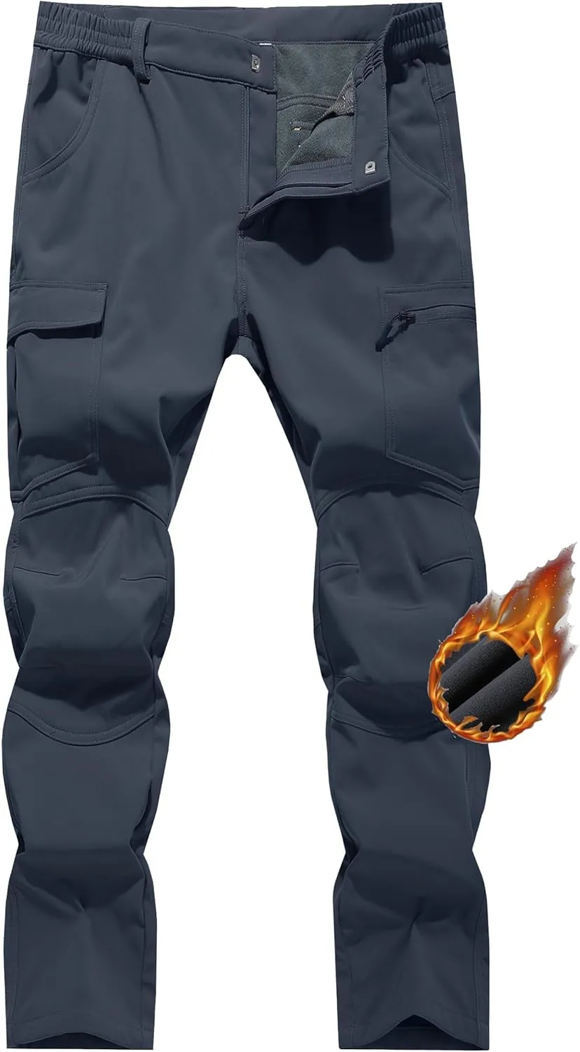 Women's Fleece Lined Waterproof Hiking Pants Insulated Softshell Warm Outdoor Winter Snow Ski Pants