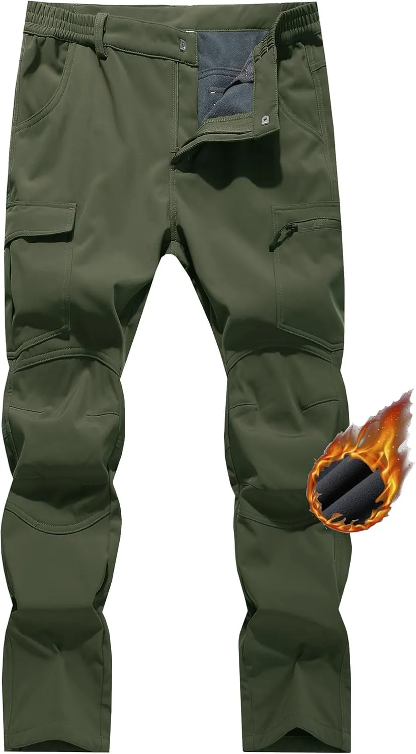 Women's Fleece Lined Waterproof Hiking Pants Insulated Softshell Warm Outdoor Winter Snow Ski Pants