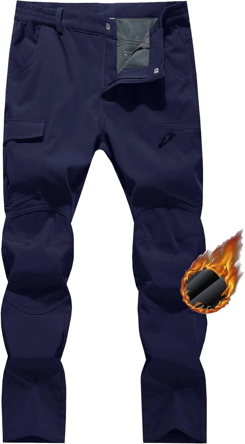 Women's Fleece Lined Waterproof Hiking Pants Insulated Softshell Warm Outdoor Winter Snow Ski Pants