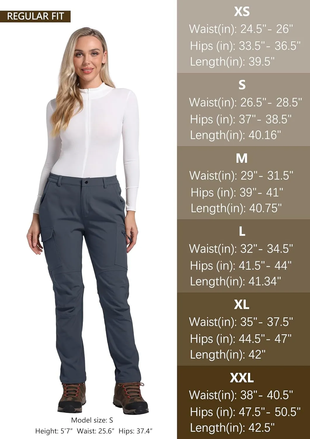 Women's Fleece Lined Waterproof Hiking Pants Insulated Softshell Warm Outdoor Winter Snow Ski Pants