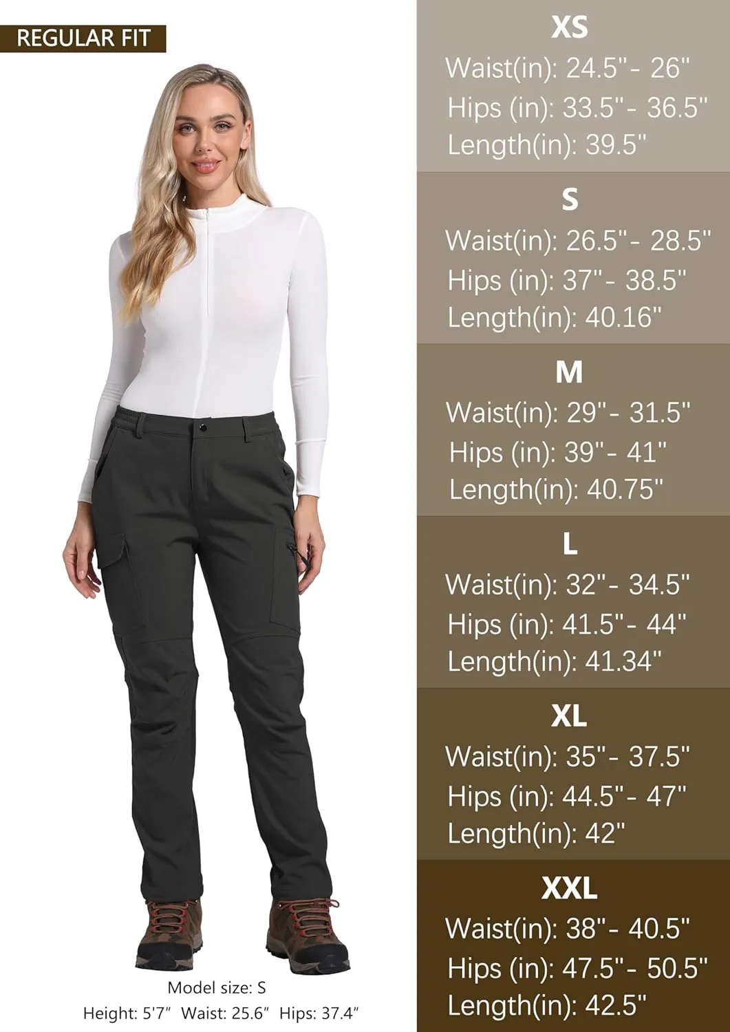 Women's Fleece Lined Waterproof Hiking Pants Insulated Softshell Warm Outdoor Winter Snow Ski Pants